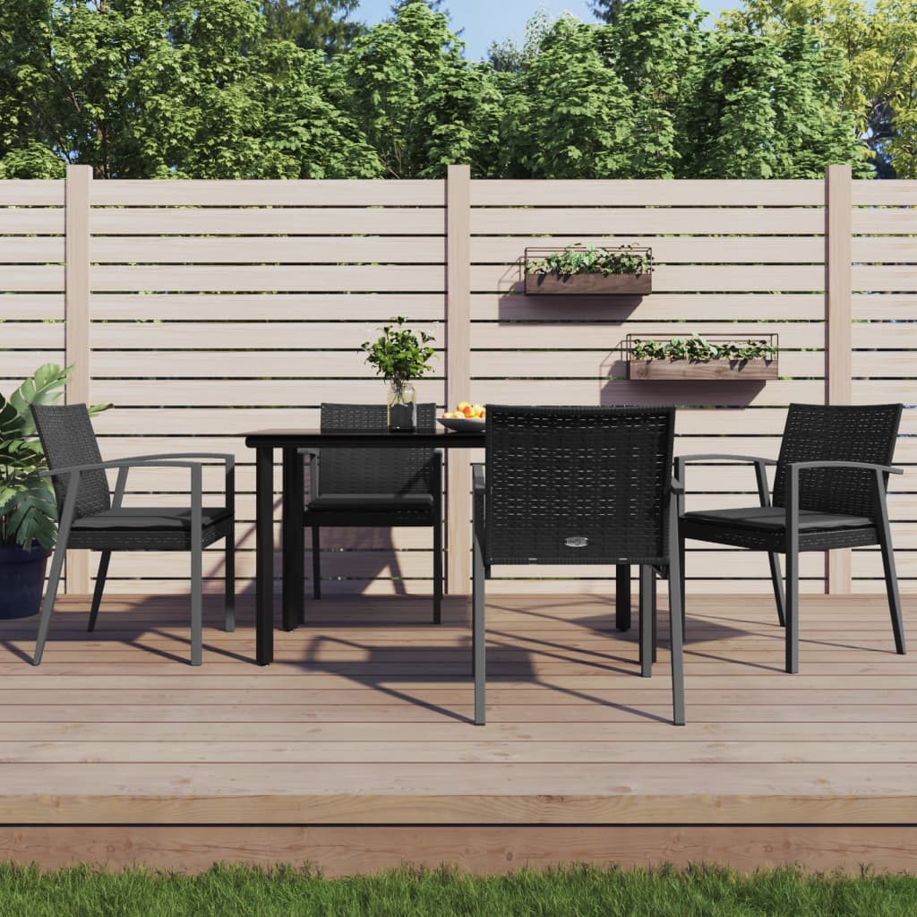 spisebordssæt til haven 5 dele med hynder polyrattan og stål