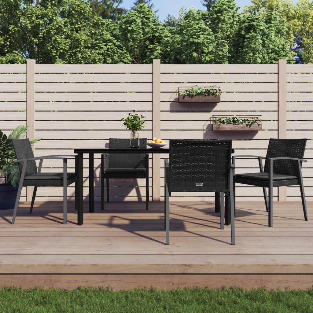 spisebordssæt til haven 5 dele med hynder polyrattan og stål