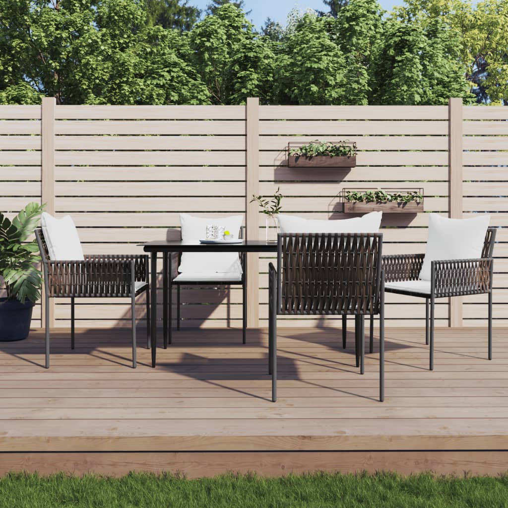 spisebordssæt til haven 5 dele med hynder polyrattan og stål