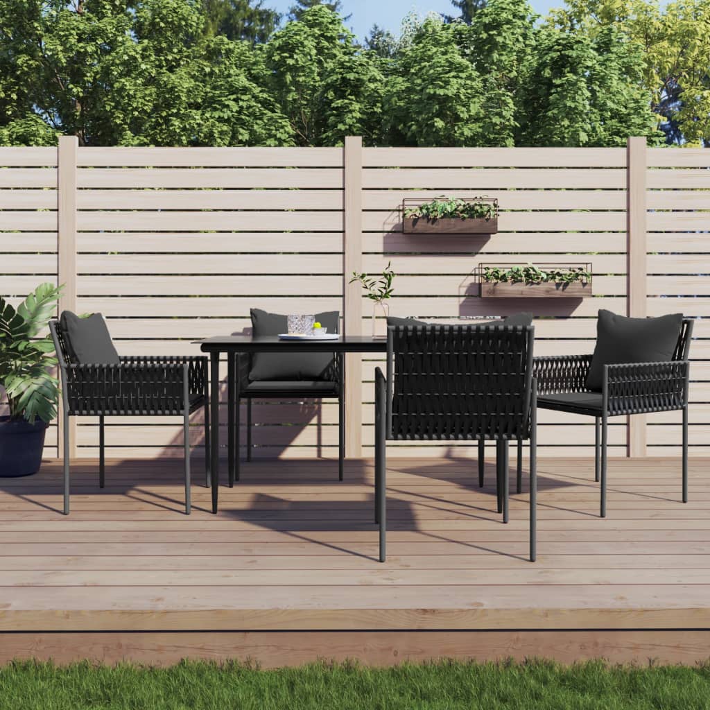spisebordssæt til haven 5 dele med hynder polyrattan og stål