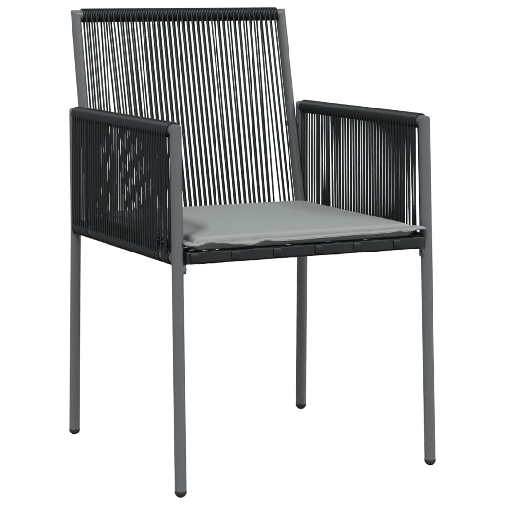 spisebordssæt til haven 5 dele m. hynder polyrattan + stål sort