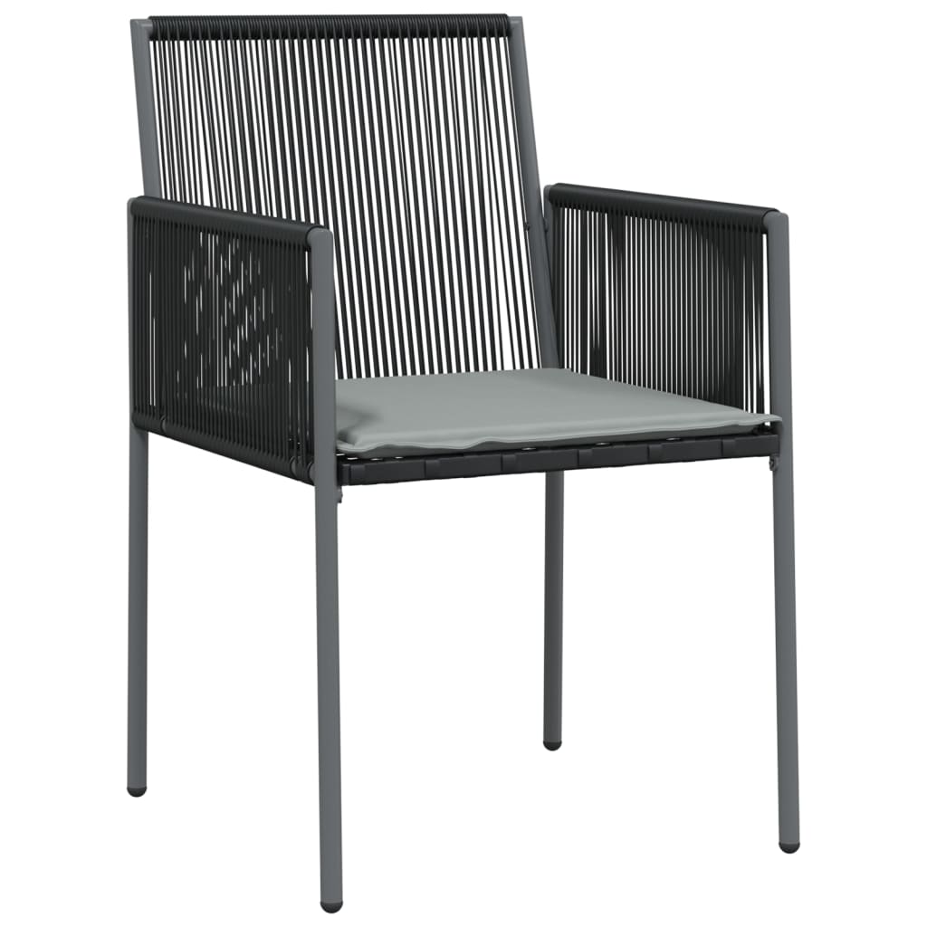 spisebordssæt til haven 7 dele m. hynder polyrattan + stål sort