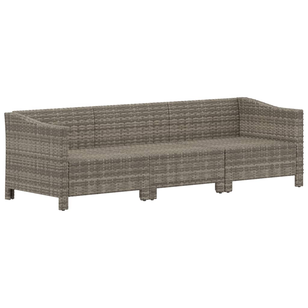 loungesæt til haven 3 dele med hynder polyrattan grå