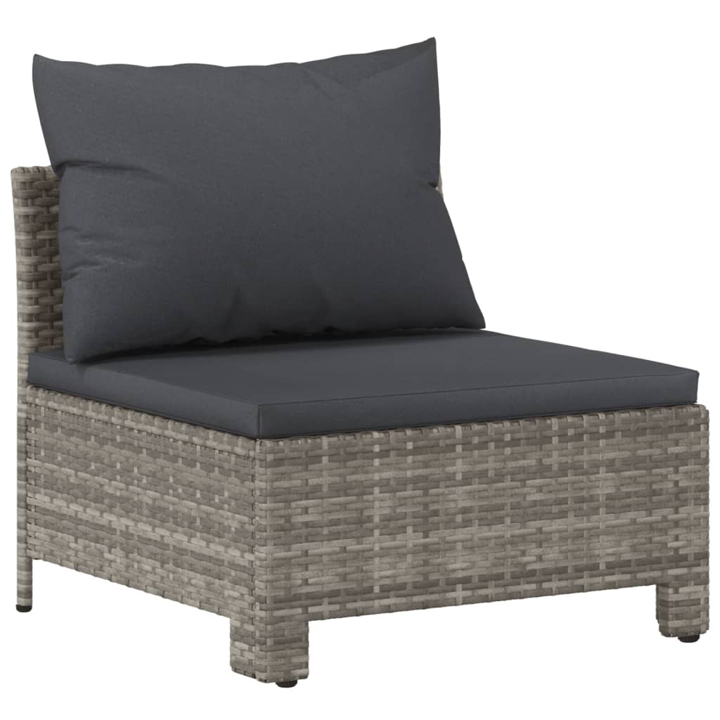 loungesæt til haven 3 dele med hynder polyrattan grå