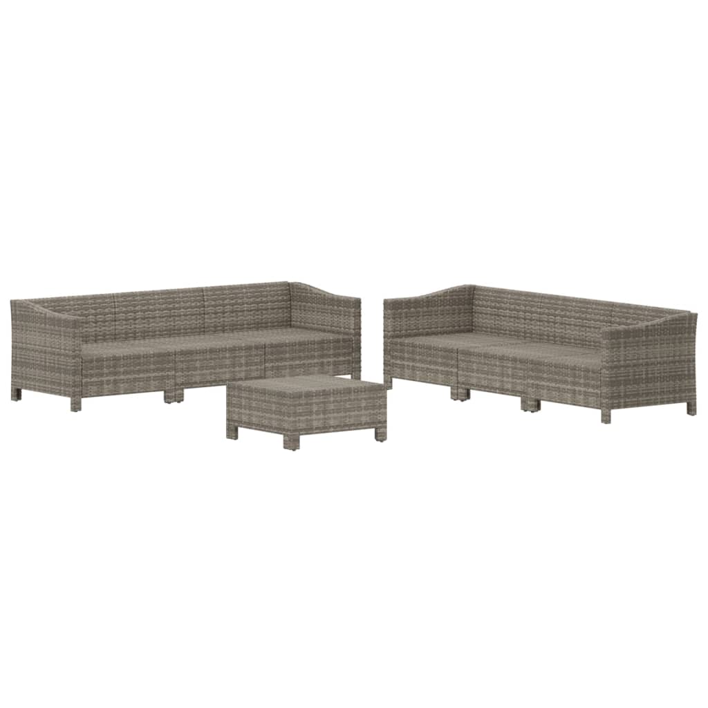 loungesæt til haven 7 dele med hynder polyrattan grå