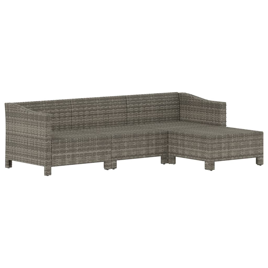 loungesæt til haven 4 dele med hynder polyrattan grå