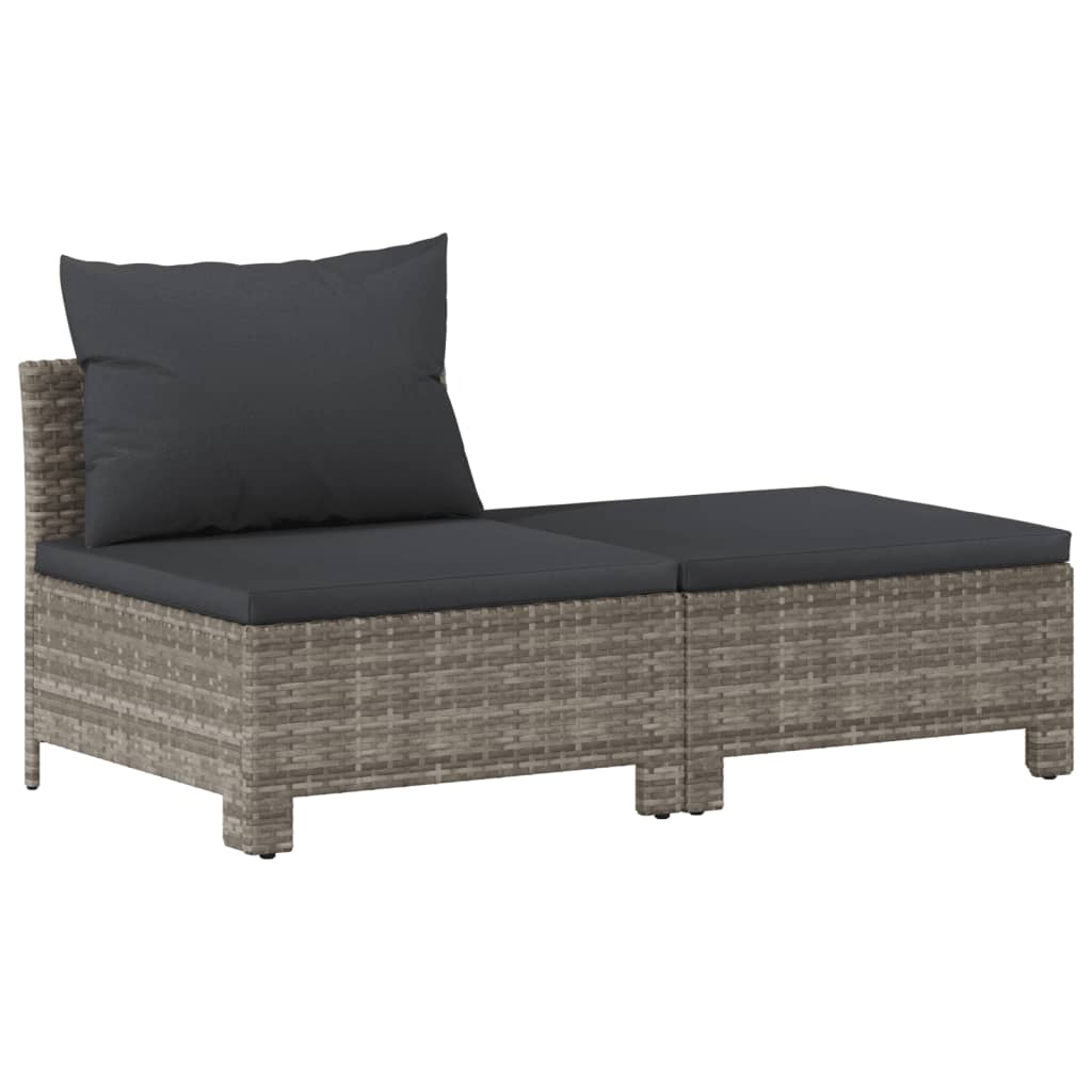 loungesæt til haven 6 dele med hynder polyrattan grå