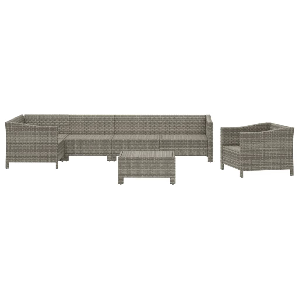 loungesæt til haven 7 dele med hynder polyrattan grå