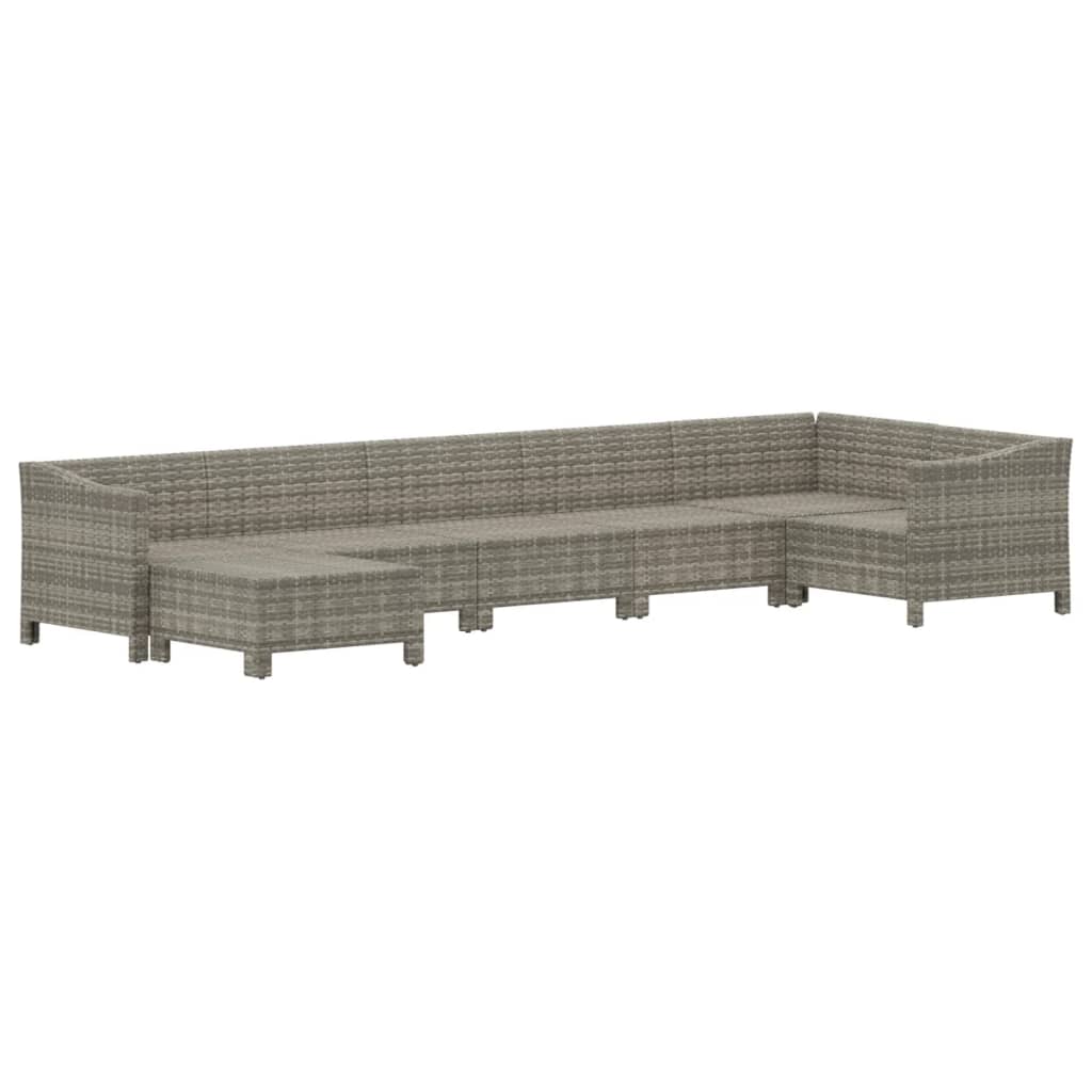 loungesæt til haven 7 dele med hynder polyrattan grå