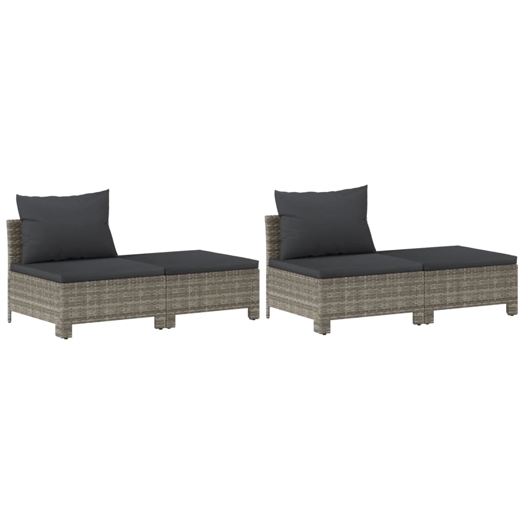 loungesæt til haven 8 dele med hynder polyrattan grå