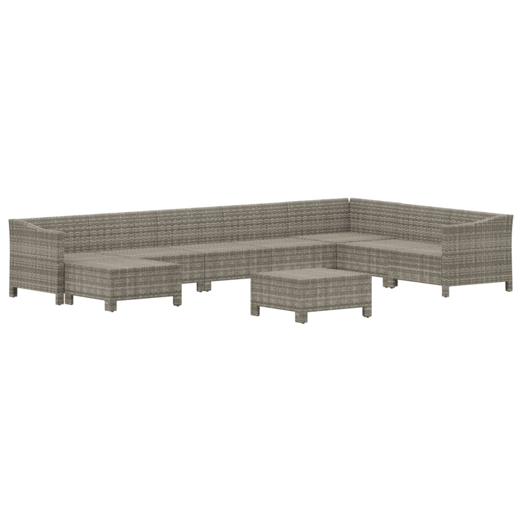 loungesæt til haven 9 dele med hynder polyrattan grå