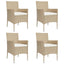 bistrosæt til haven 5 dele med hynder polyrattan beige