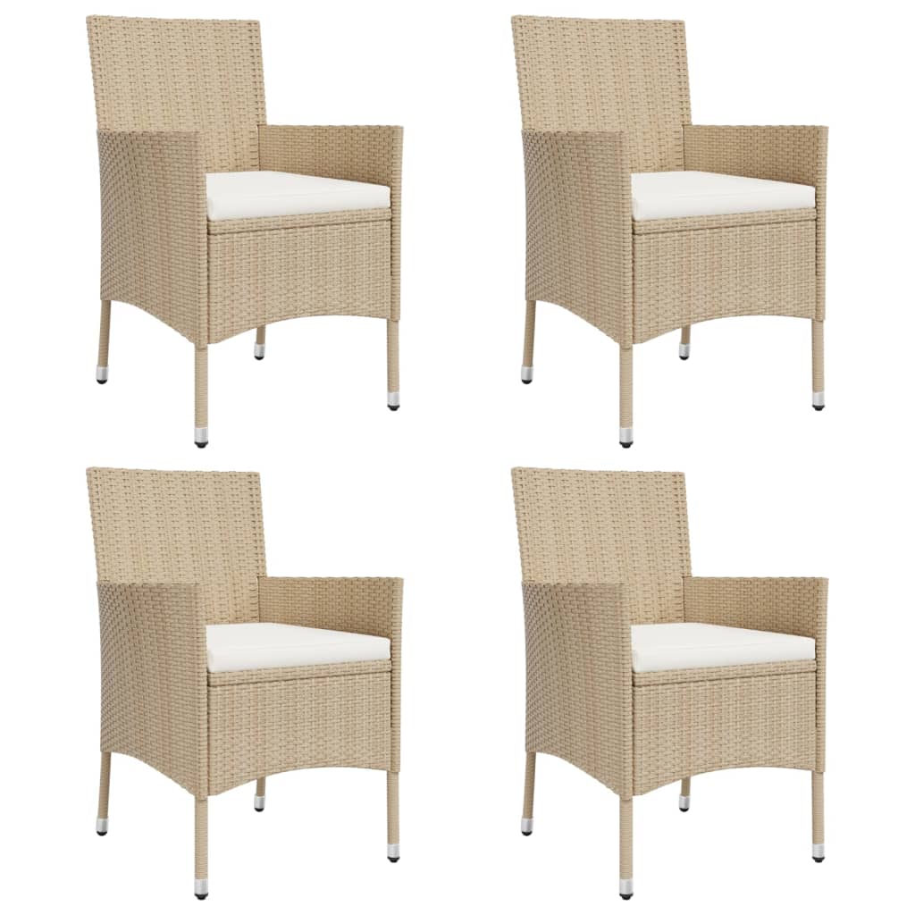 bistrosæt til haven 5 dele med hynder polyrattan beige
