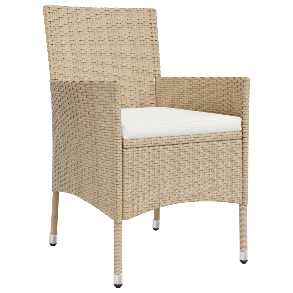 bistrosæt til haven 5 dele med hynder polyrattan beige