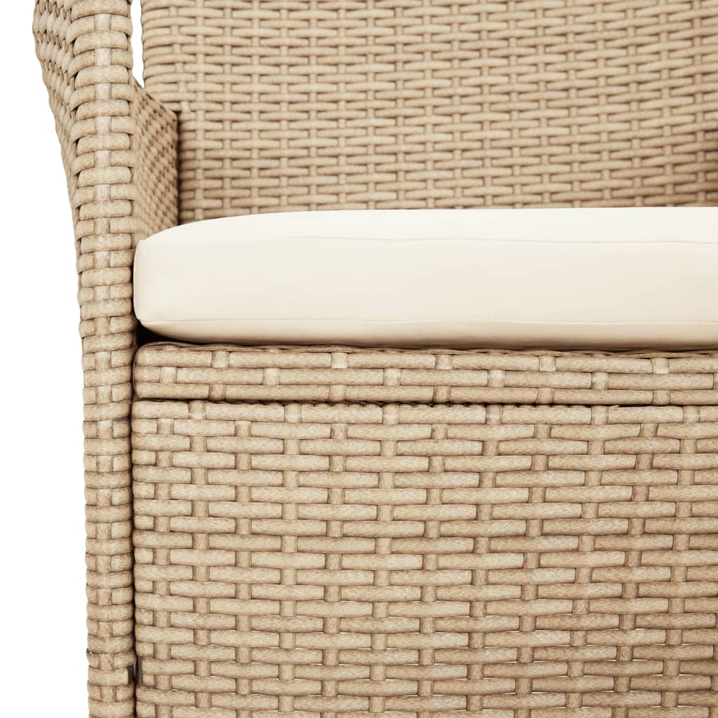 bistrosæt til haven 5 dele med hynder polyrattan beige