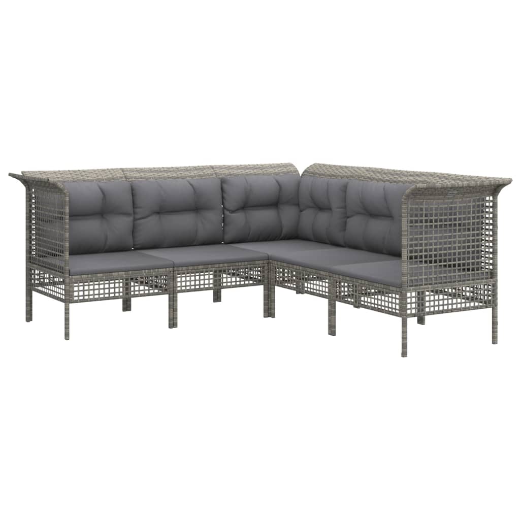 loungesæt til haven 8 dele med hynder polyrattan grå