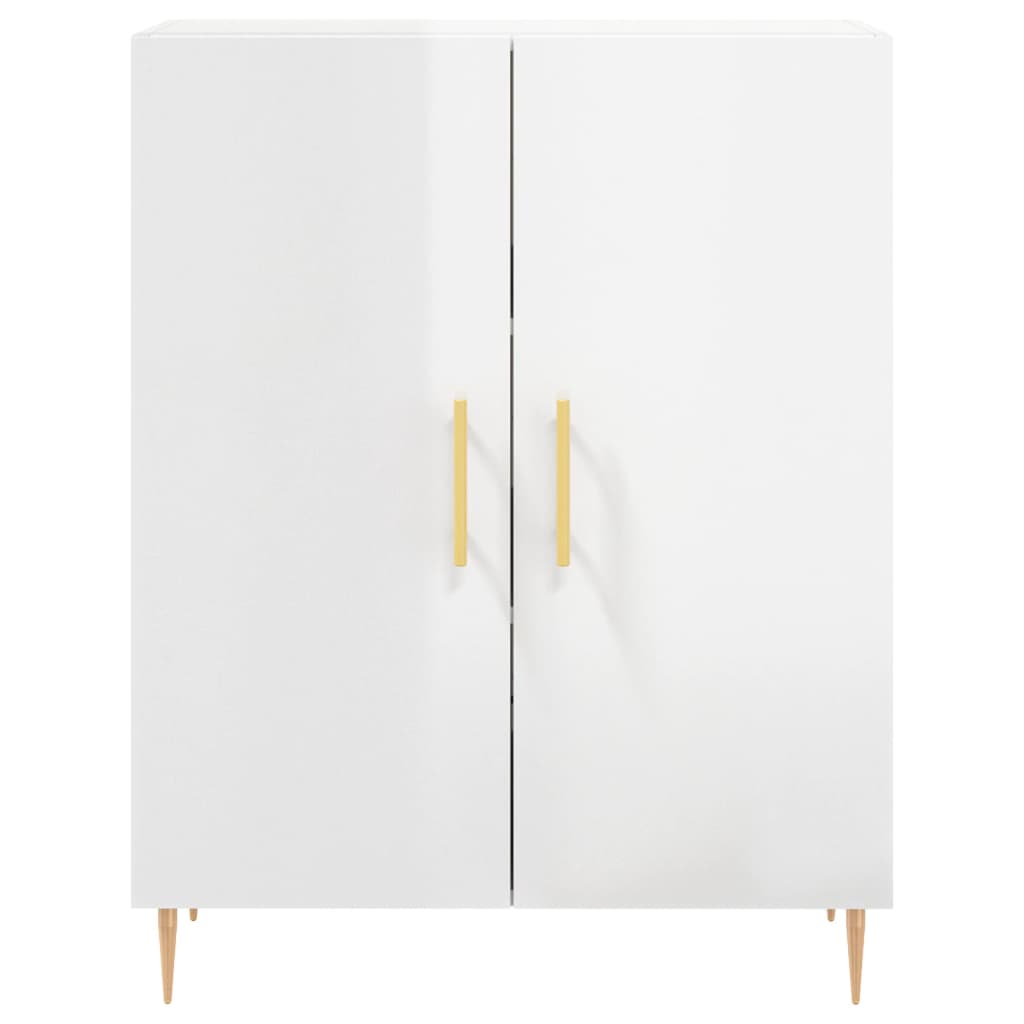 skænk 69,5x34x90 cm konstrueret træ hvid højglans