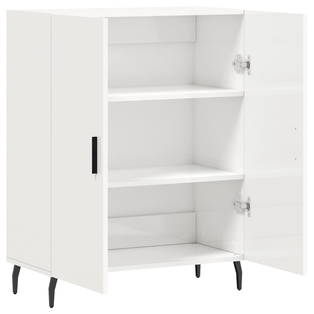 skænk 69,5x34x90 cm konstrueret træ hvid højglans