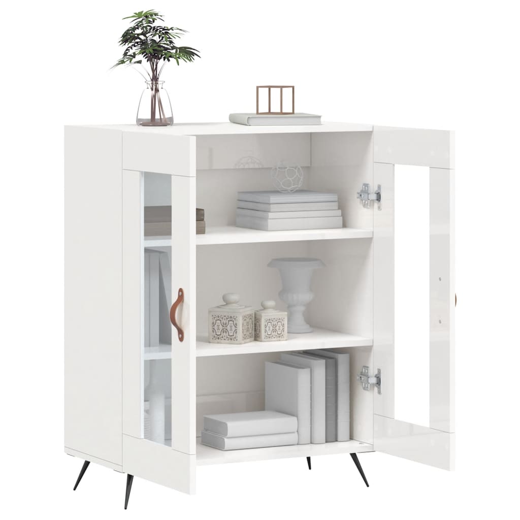 skænk 69,5x34x90 cm konstrueret træ hvid højglans