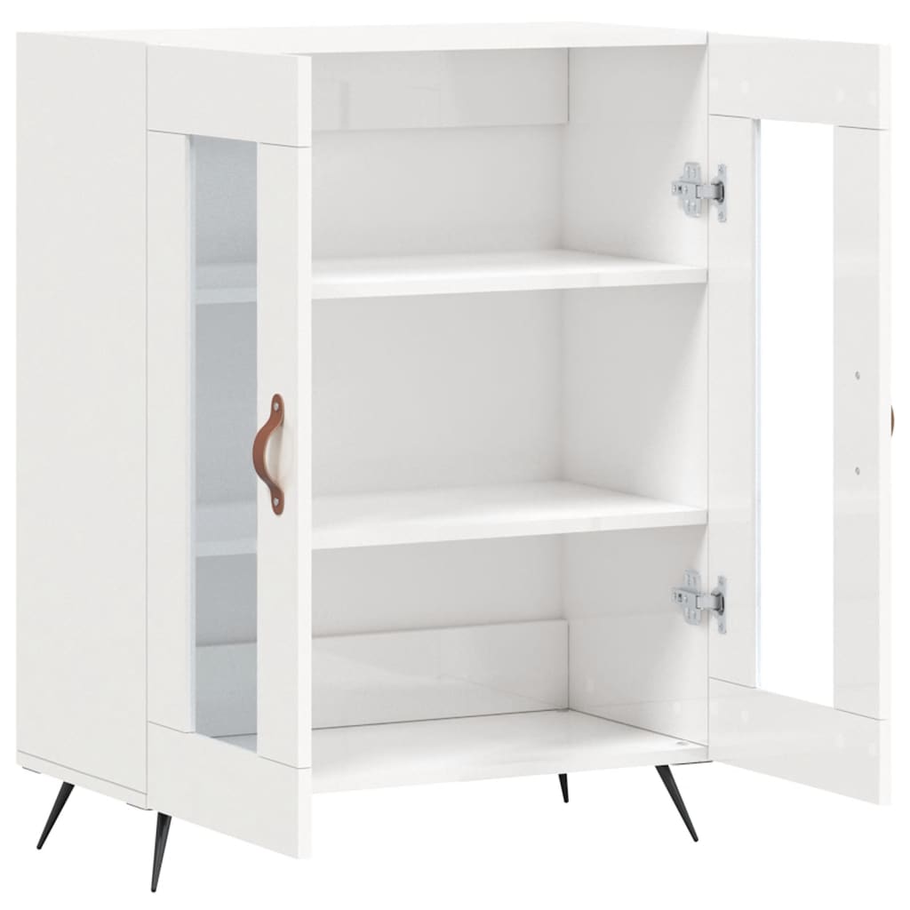 skænk 69,5x34x90 cm konstrueret træ hvid højglans