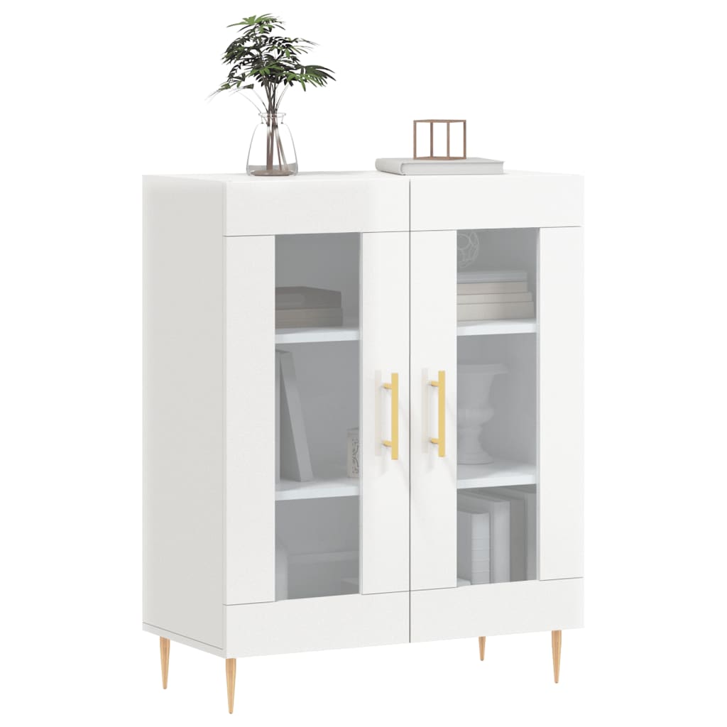 skænk 69,5x34x90 cm konstrueret træ hvid højglans