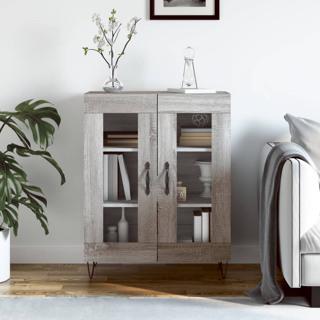 skænk 69,5x34x90 cm konstrueret træ grå sonoma-eg