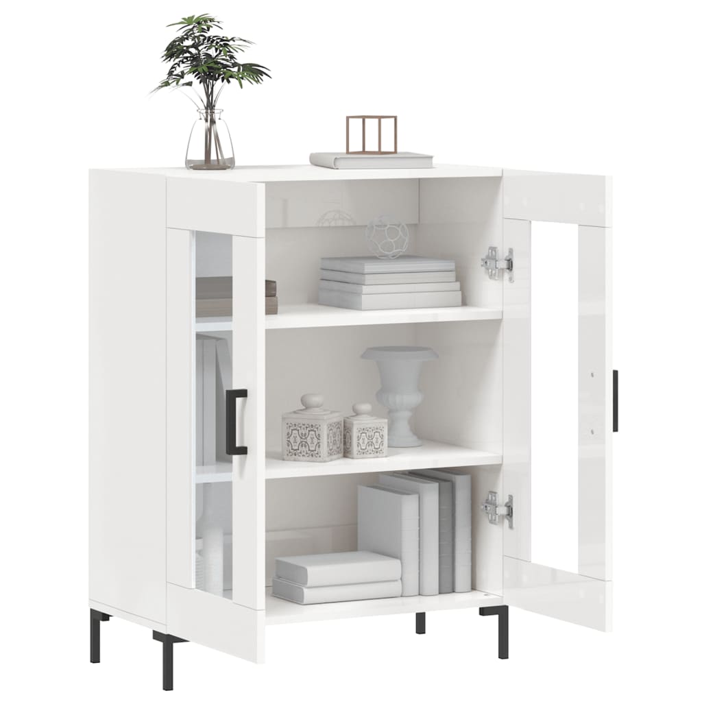 skænk 69,5x34x90 cm konstrueret træ hvid højglans