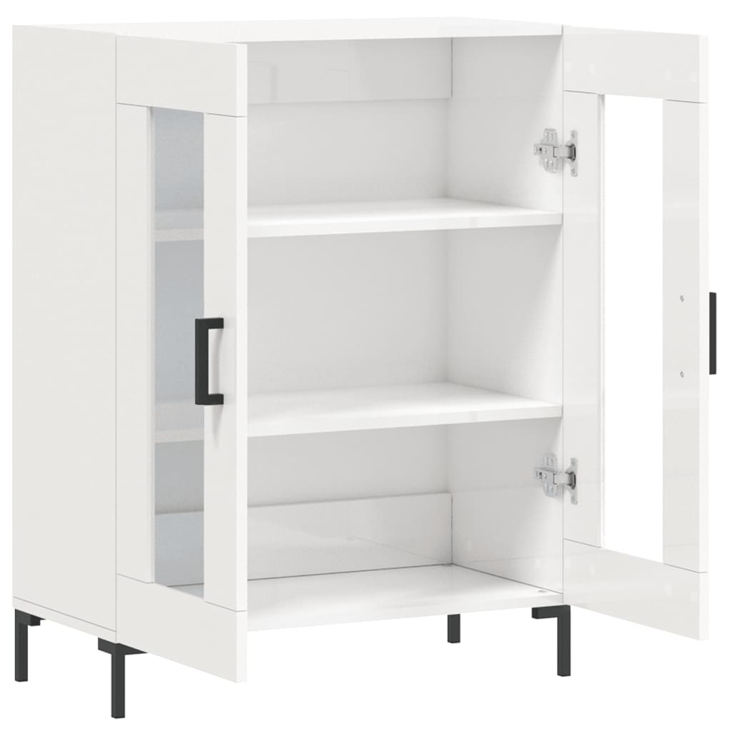 skænk 69,5x34x90 cm konstrueret træ hvid højglans