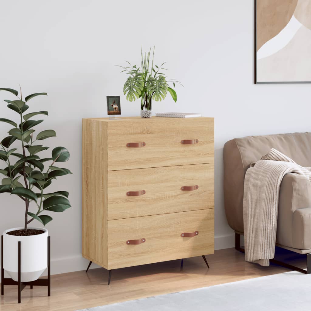 kommode 69,5x34x90 cm konstrueret træ sonoma-eg
