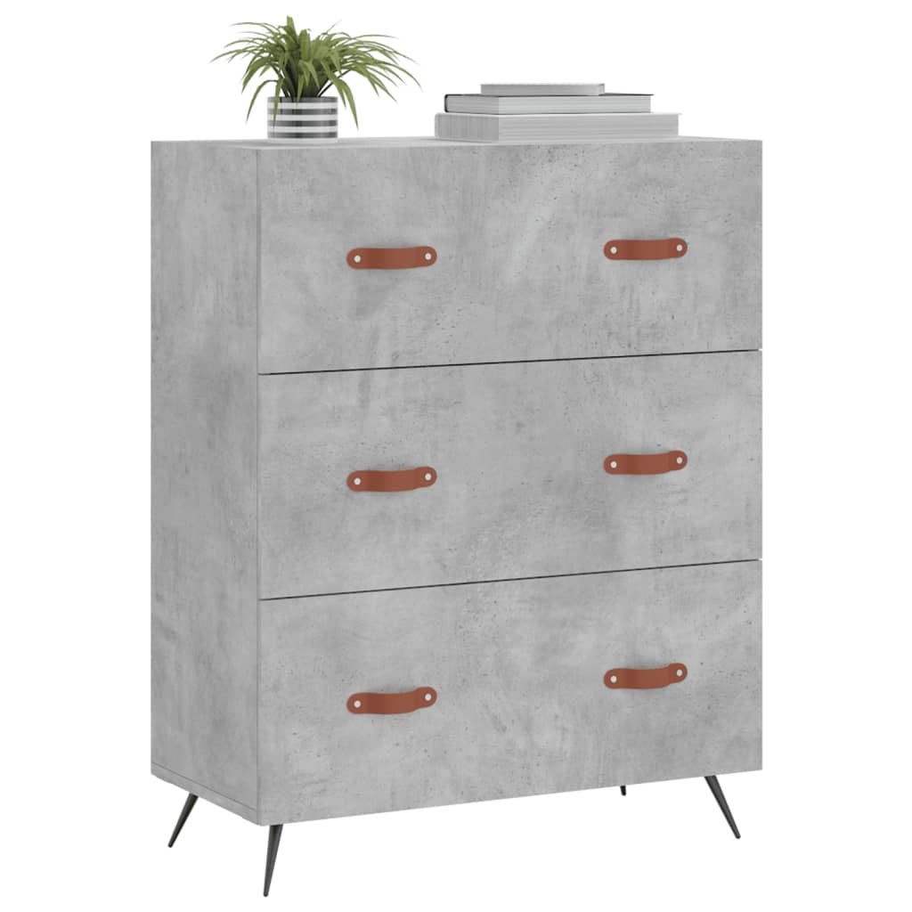 kommode 69,5x34x90 cm konstrueret træ betongrå