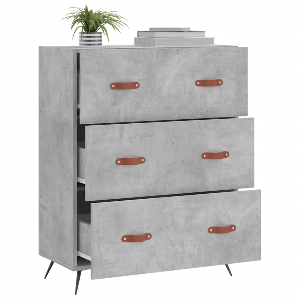 kommode 69,5x34x90 cm konstrueret træ betongrå