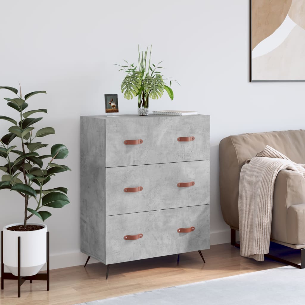 kommode 69,5x34x90 cm konstrueret træ betongrå