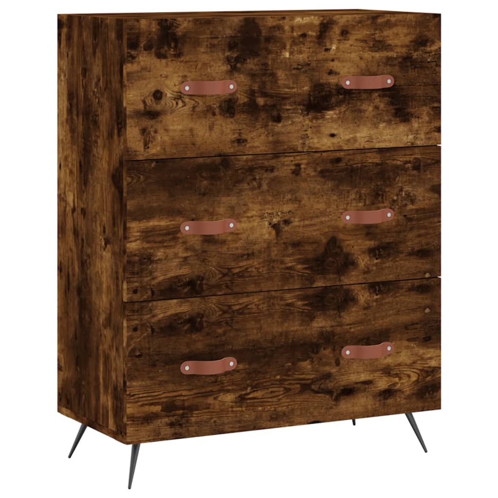kommode 69,5x34x90 cm konstrueret træ røget egetræsfarve