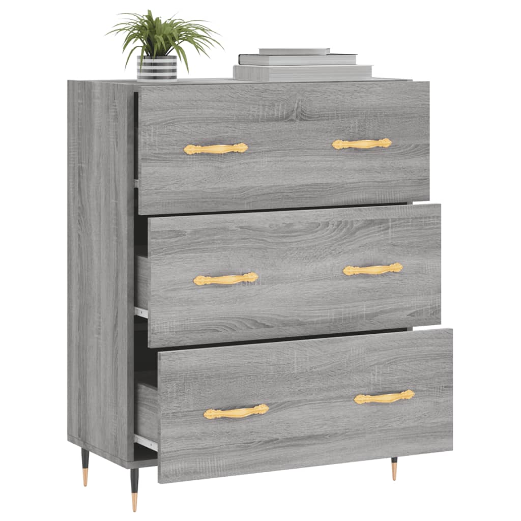 skænk 69,5x34x90 cm konstrueret træ grå sonoma-eg