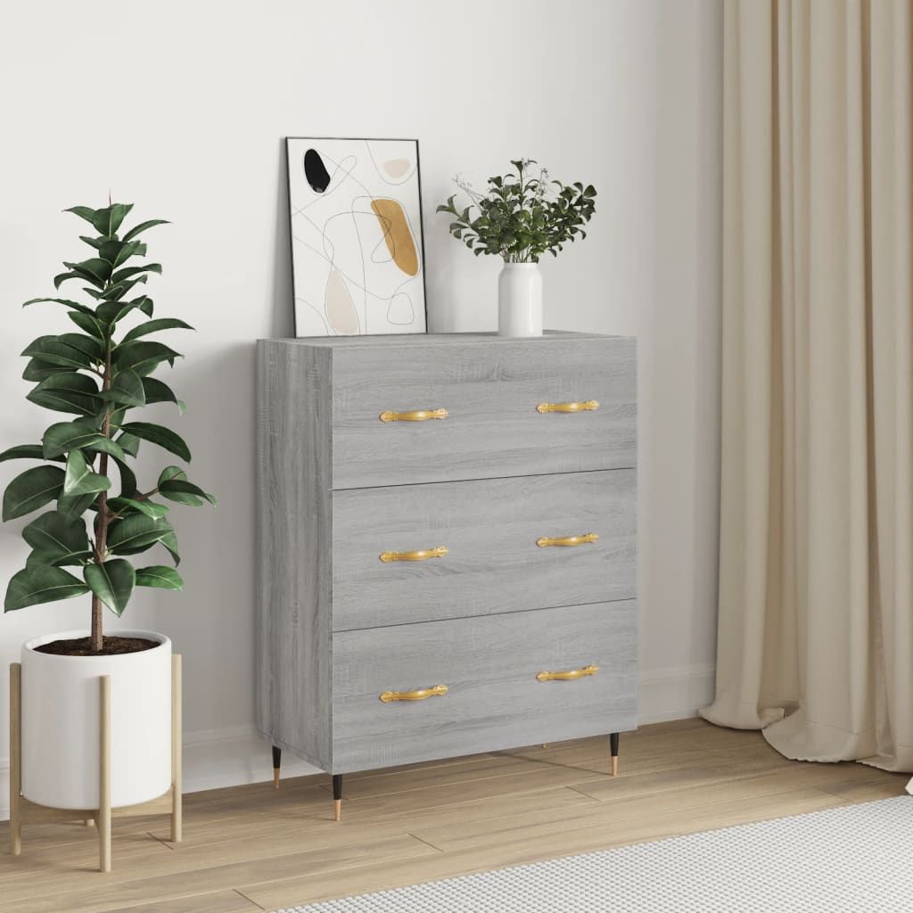skænk 69,5x34x90 cm konstrueret træ grå sonoma-eg