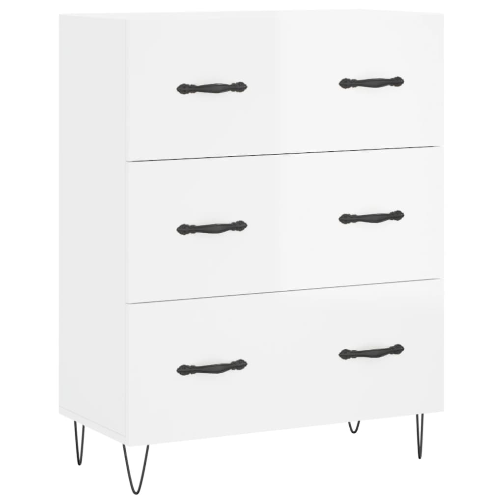 skænk 69,5x34x90 cm konstrueret træ hvid højglans