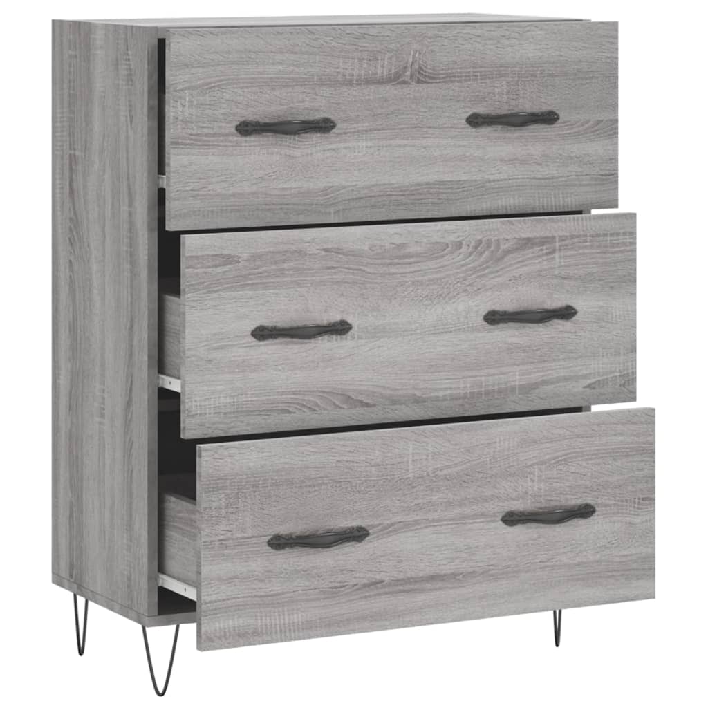 skænk 69,5x34x90 cm konstrueret træ grå sonoma-eg