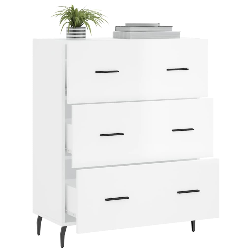 skænk 69,5x34x90 cm konstrueret træ hvid højglans