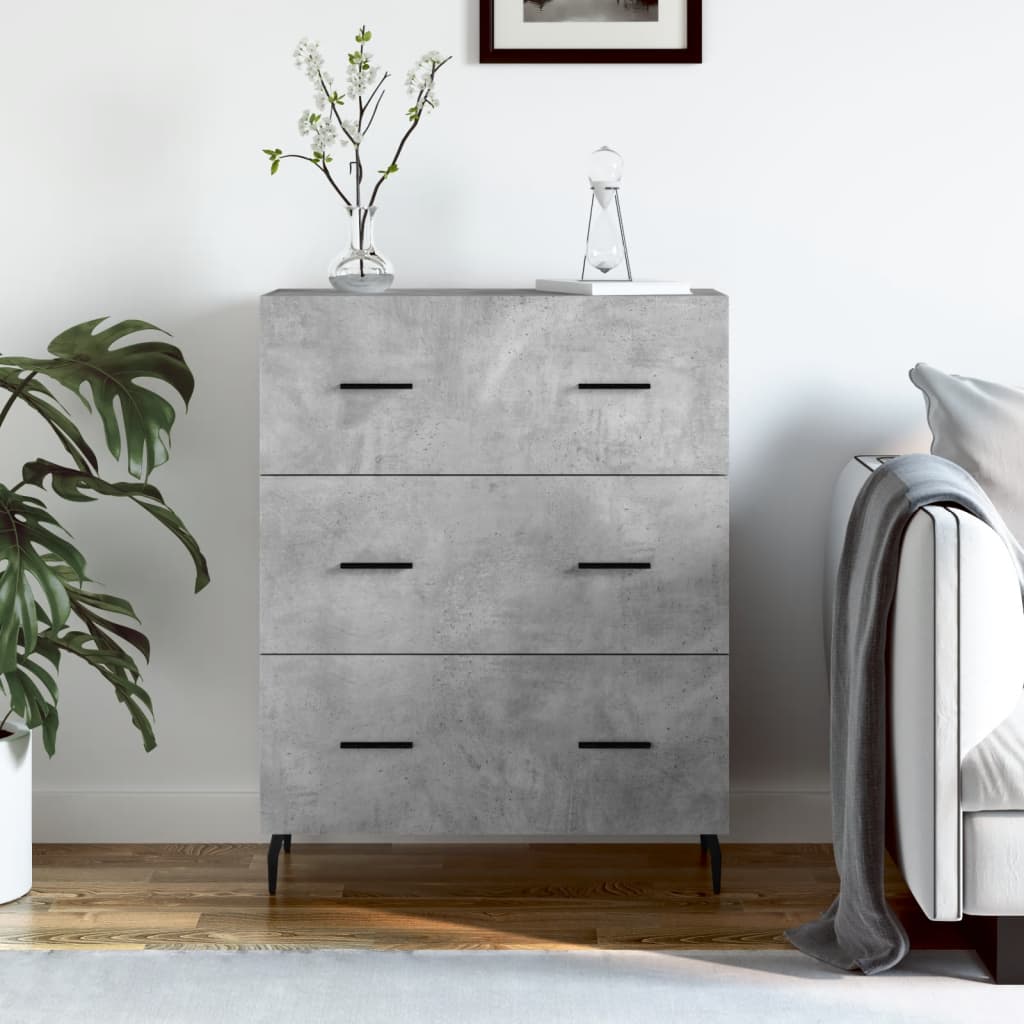 skænk 69,5x34x90 cm konstrueret træ betongrå