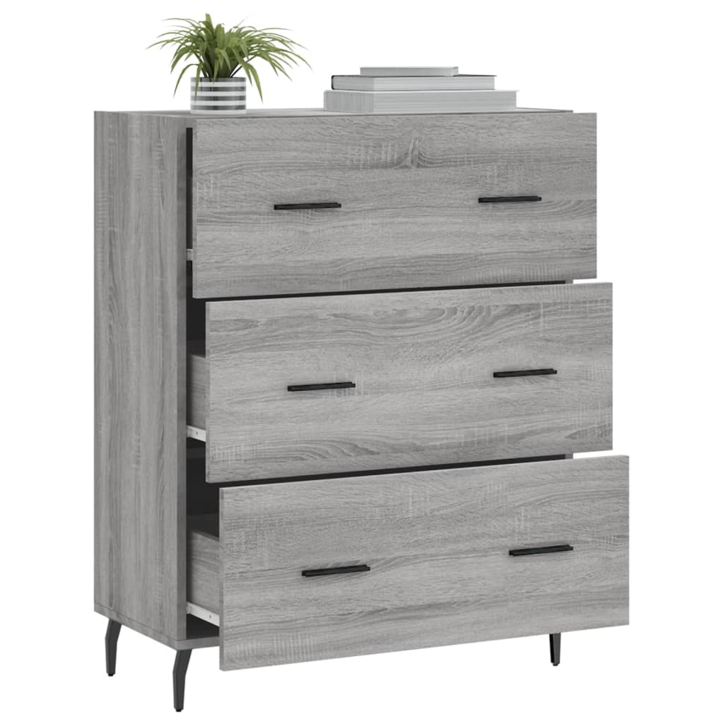 skænk 69,5x34x90 cm konstrueret træ grå sonoma-eg