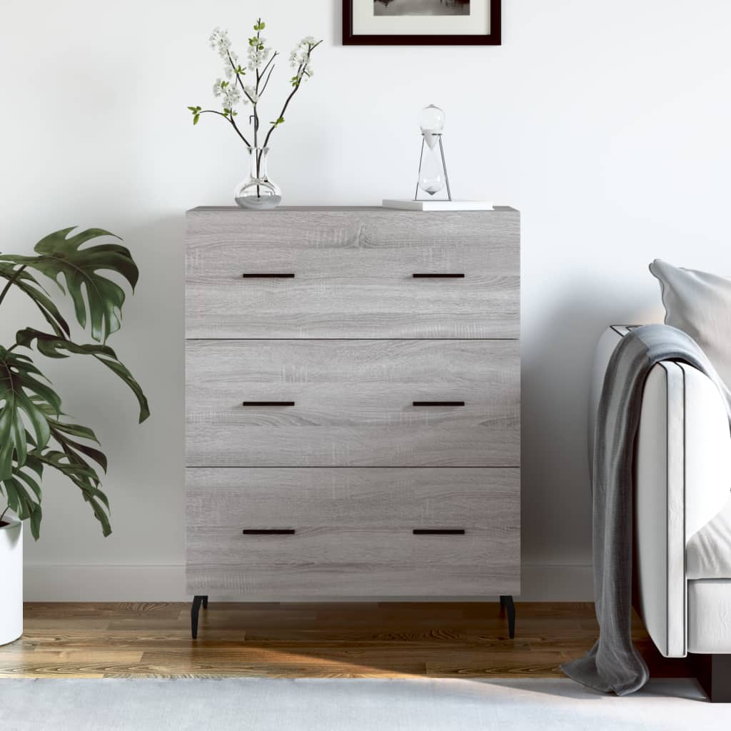 skænk 69,5x34x90 cm konstrueret træ grå sonoma-eg