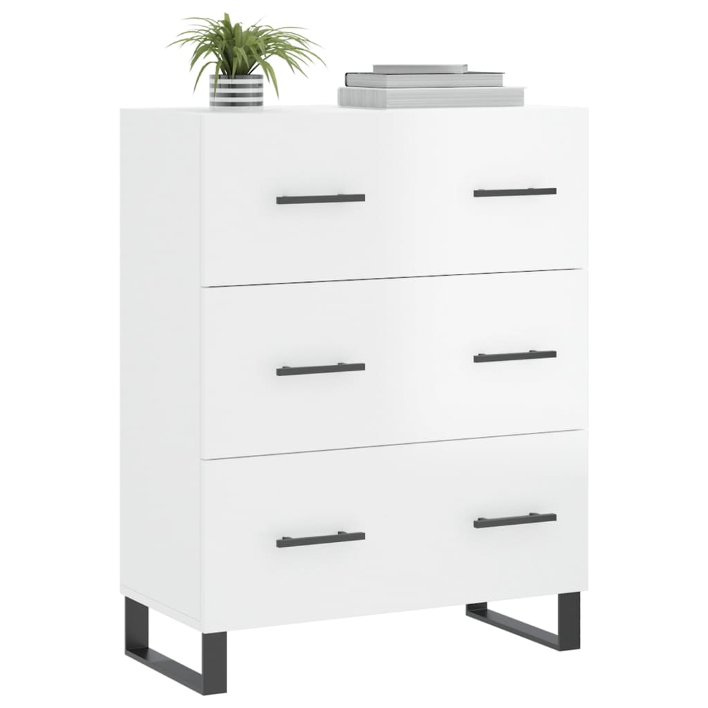 skænk 69,5x34x90 cm konstrueret træ hvid højglans