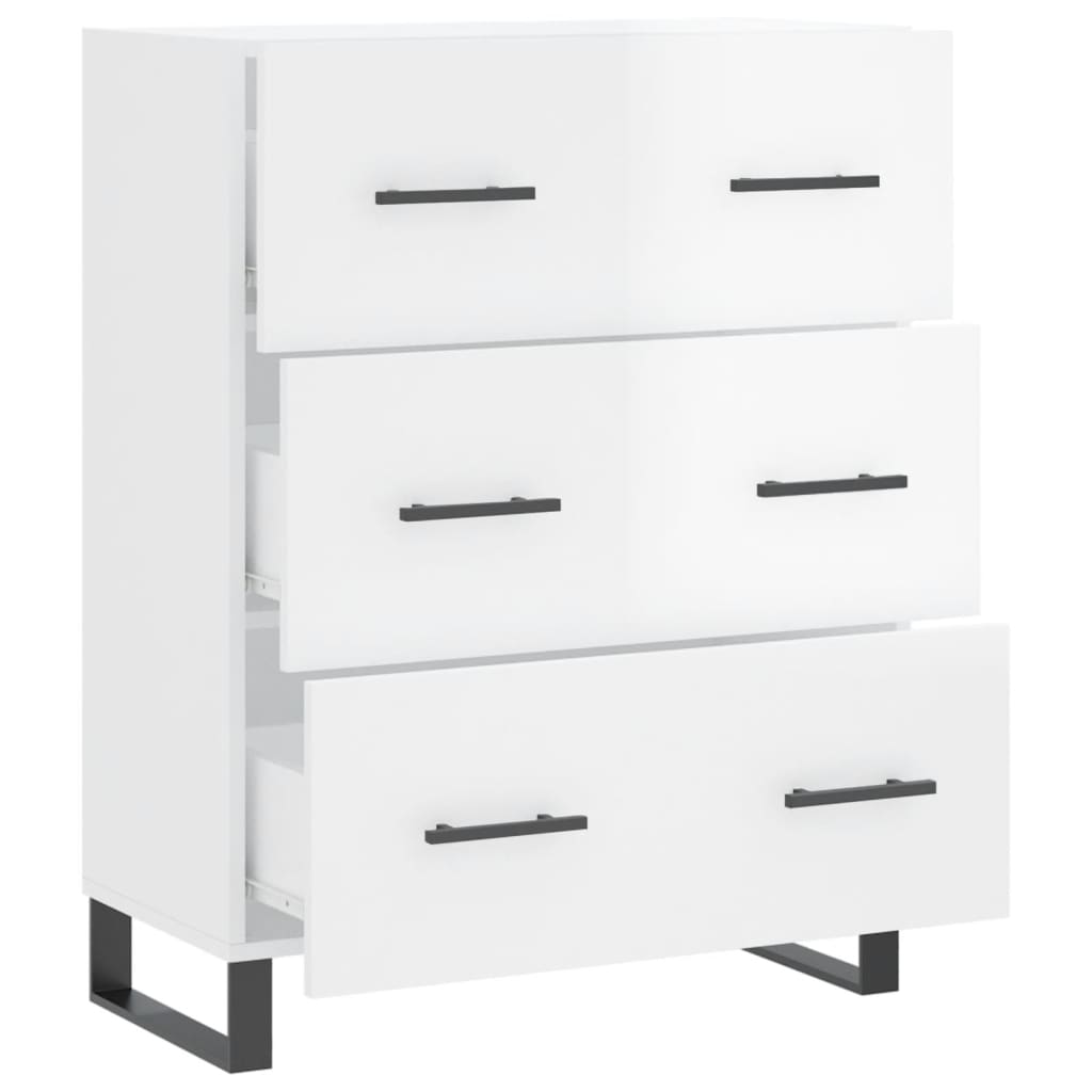 skænk 69,5x34x90 cm konstrueret træ hvid højglans