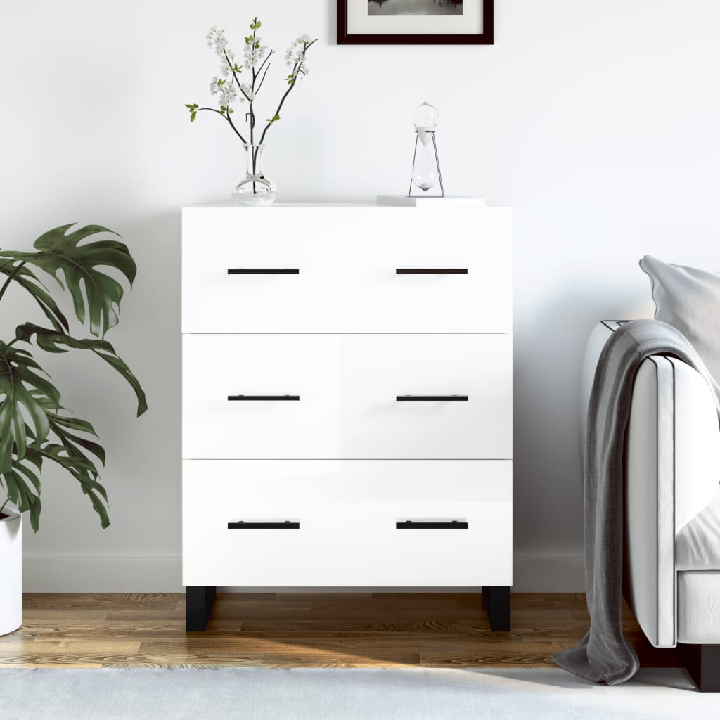 skænk 69,5x34x90 cm konstrueret træ hvid højglans