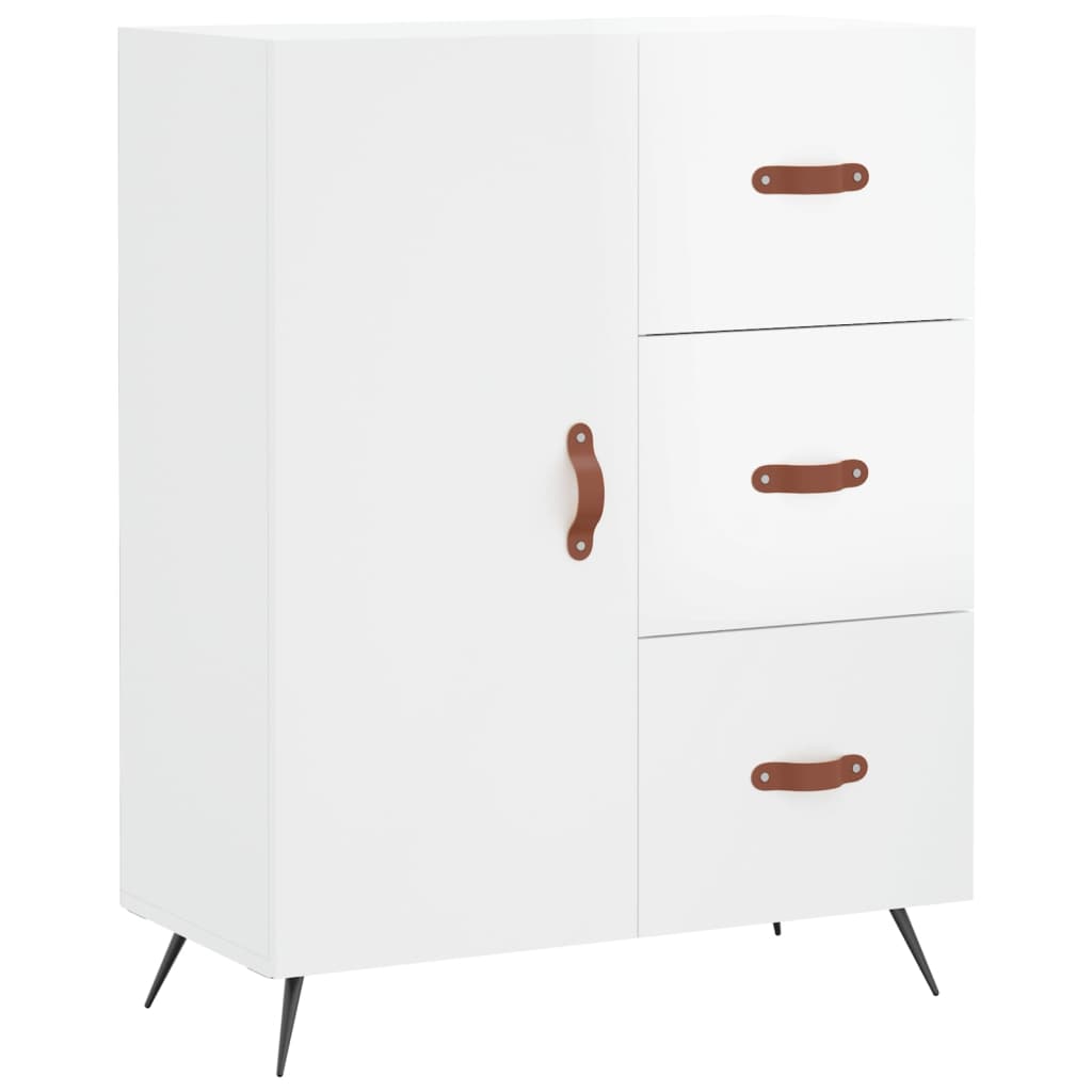 skænk 69,5x34x90 cm konstrueret træ hvid højglans