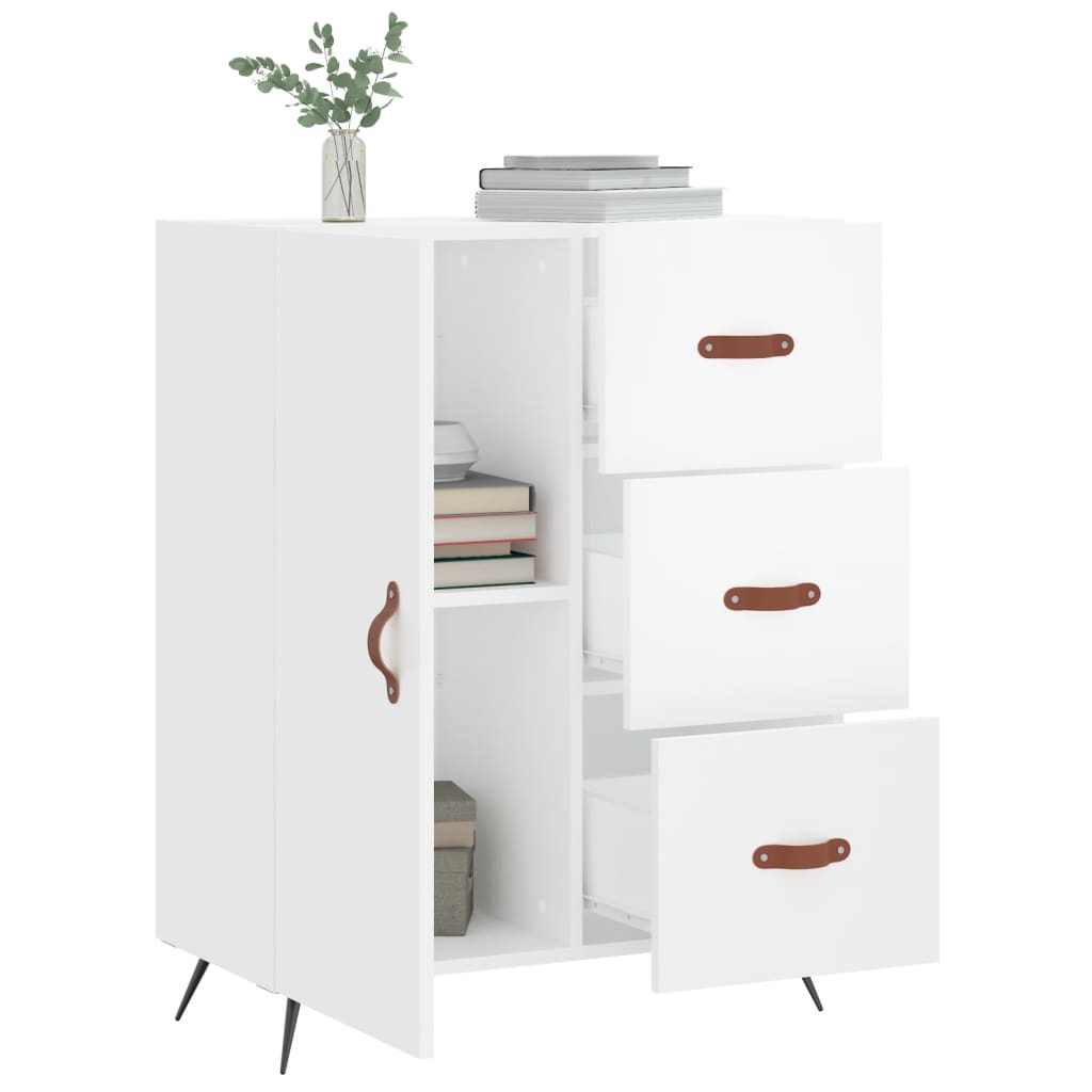 skænk 69,5x34x90 cm konstrueret træ hvid højglans