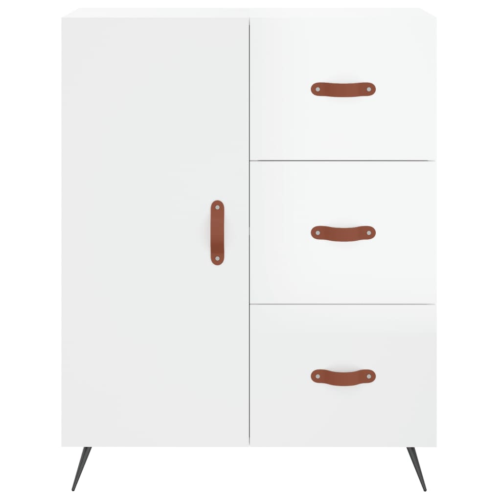 skænk 69,5x34x90 cm konstrueret træ hvid højglans