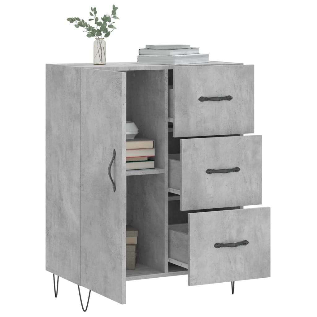 skænk 69,5x34x90 cm konstrueret træ betongrå