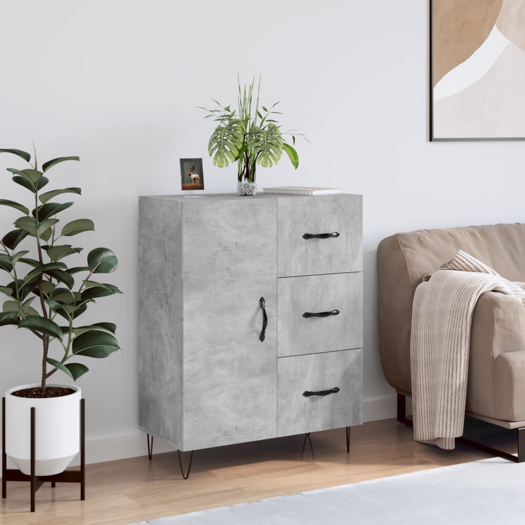 skænk 69,5x34x90 cm konstrueret træ betongrå