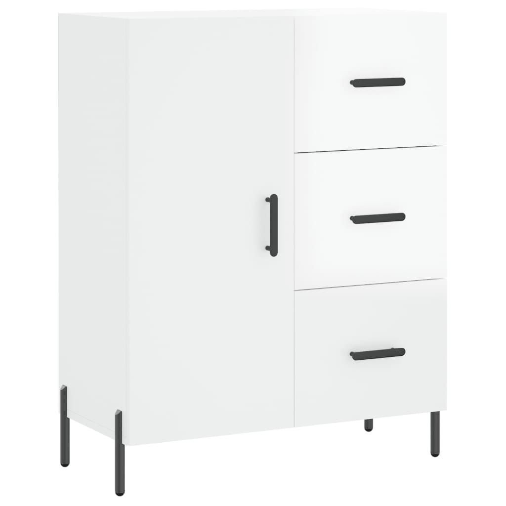 skænk 69,5x34x90 cm konstrueret træ hvid højglans